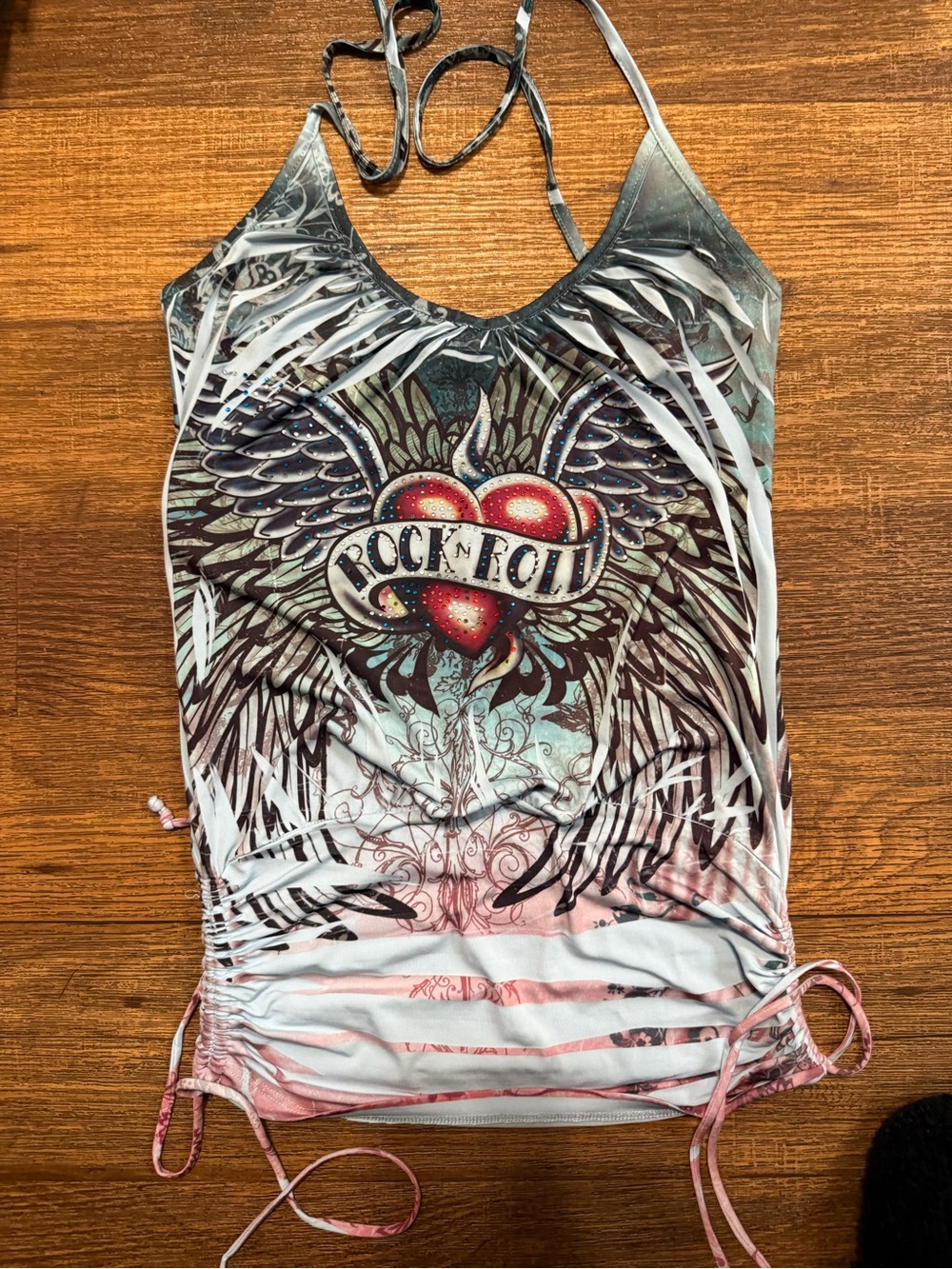 Vintage Y2K 2000 rock and roll blinged out top